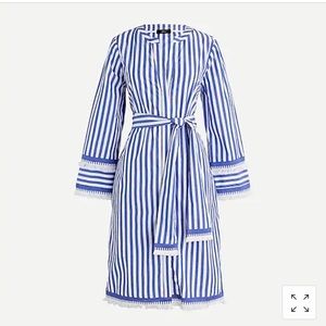 JCrew Belted cotton poplin tunic in stripe